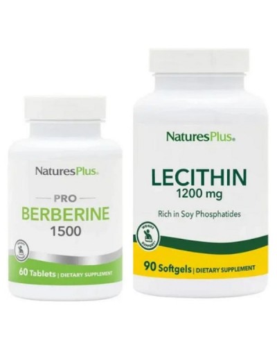 NATURES PLUS - PROMO PACK PRO Berberine 1500mg - 60tabs ΜΕ ΔΩΡΟ Lecithin 1200mg - 90softgels